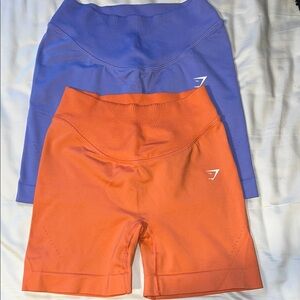 Gymshark Women's Orange and Blue Shorts